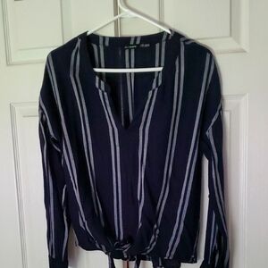 Blu Pepper Navy Striped Top Medium